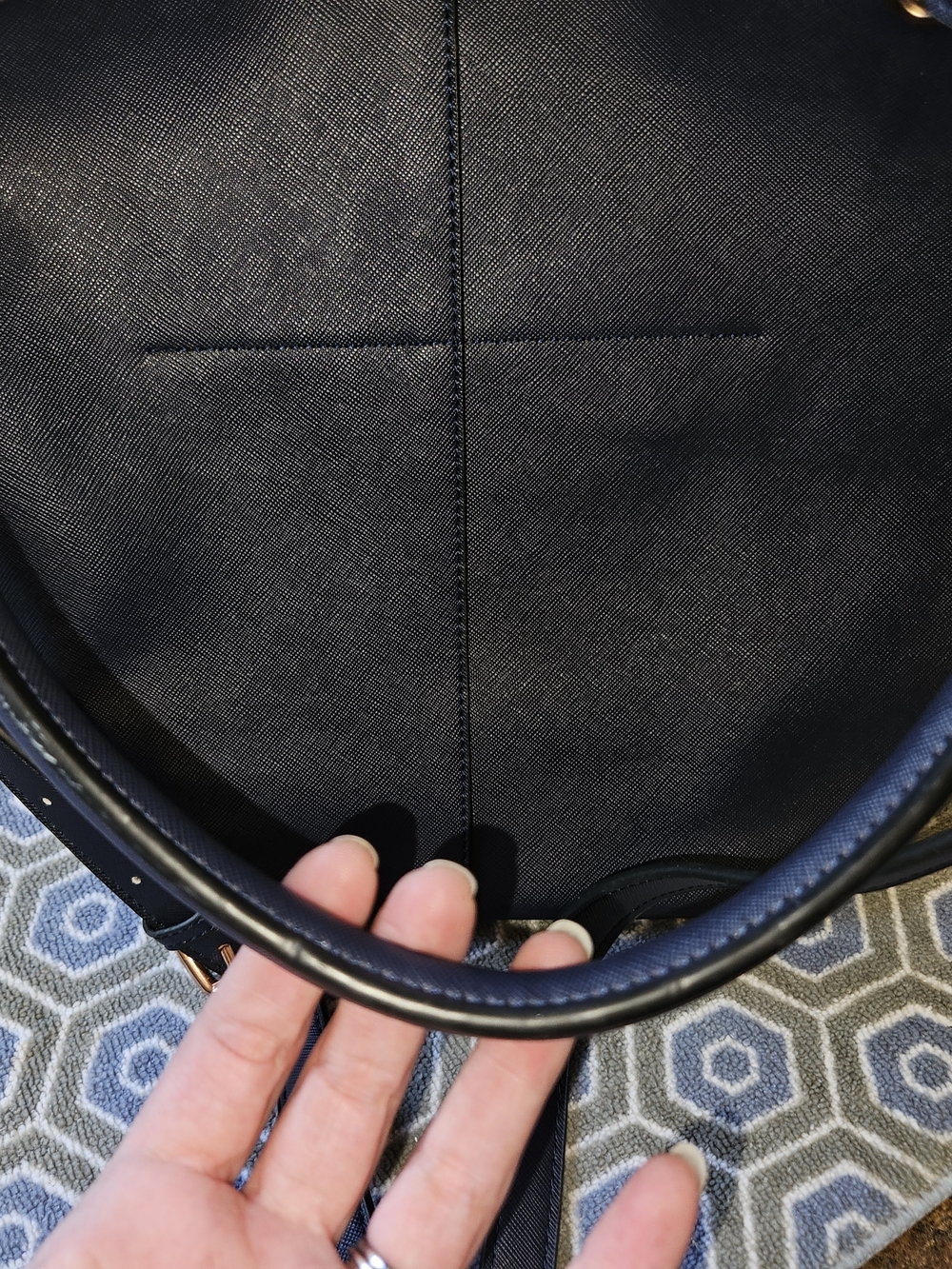 Dune London Navy Blue Bucket Bag with Rose Gold-Tone/Copper Hardware NWOT - Picture 11 of 16